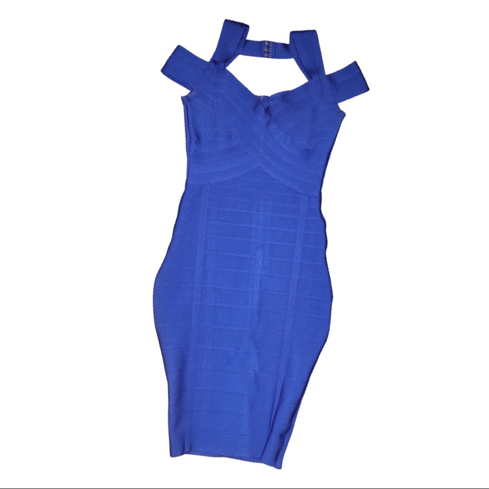 Blue Fitted Dress - Picture 2 of 2